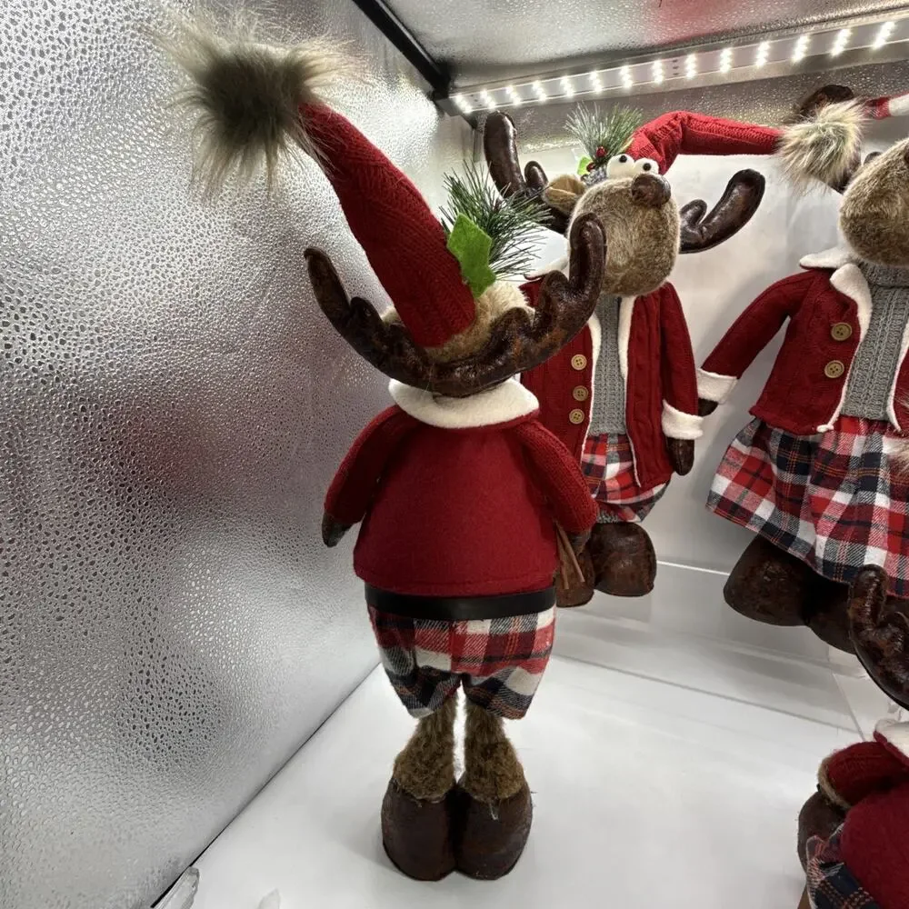 Member's Mark 4 Pc Plush Moose Set W/Adjustable Height On Legs Of Ma & Pa Xmas⬇️